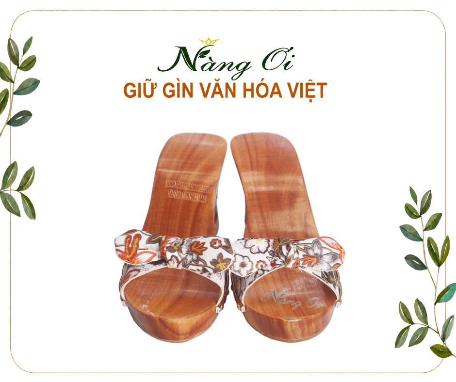 guốc mộc làm từ gỗ xoan cao cấp cho nữ cao 10cm